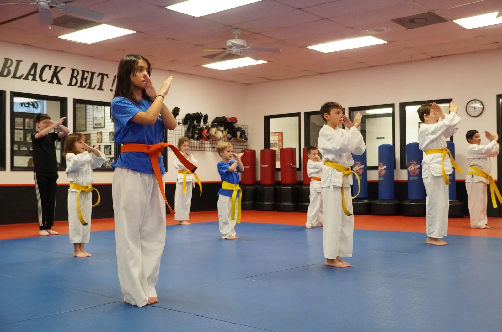 Child building confidence in martial arts
